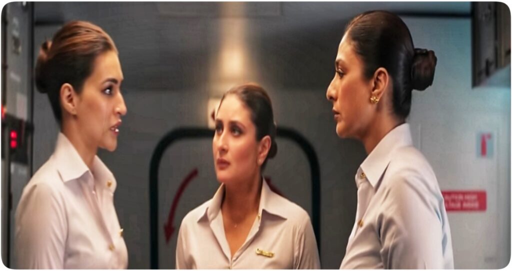 Tabu, Kareena, and Kriti in Crew Movie